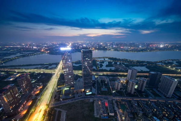 Luchtfoto van chinese stad, shenzhen — Stockfoto
