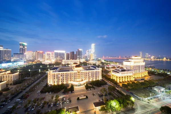 Shanghai Lujiazui Finance Zone Commerce Fond Nuit Ville Moderne — Photo