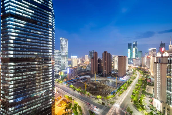 Shanghai Lujiazui Finanza Zona Commerciale Moderna Città Notte Sfondo — Foto Stock