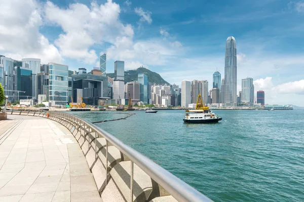Hongkong Hamn Med Stadsbild Bakgrunden — Stockfoto