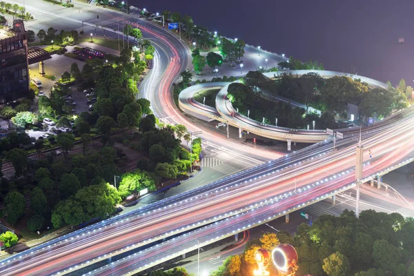 Overpass of the light trails, beautiful curves.