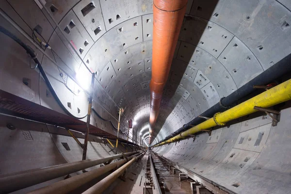 Wewnątrz Tunelu Metra Koncepcja Transportu — Zdjęcie stockowe