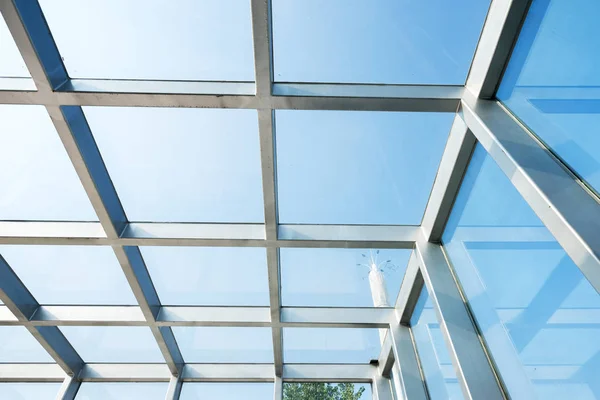 Transparent glass roof of a modern building — 스톡 사진