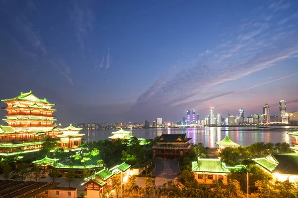 Nanchang tengwang pavilion at night ,is one of chinese famous an — Stock Photo, Image