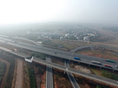 Şehrin kuş bakışı hava fotoğrafçılığı