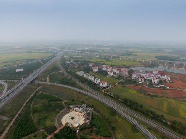 Şehrin kuş bakışı hava fotoğrafçılığı