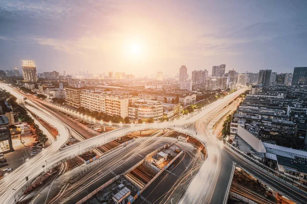 Overpass of the light trails, beautiful curves. — Stock Photo, Image