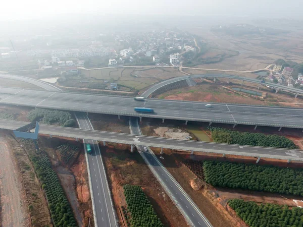 Luchtfotografie vogelperspectief van de stad — Stockfoto