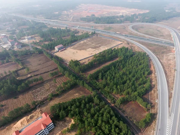 Luchtfotografie vogelperspectief van de stad — Stockfoto