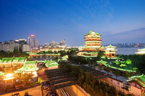 Nanchang tengwang pavilion at night ,is one of chinese famous an — Stock Photo, Image