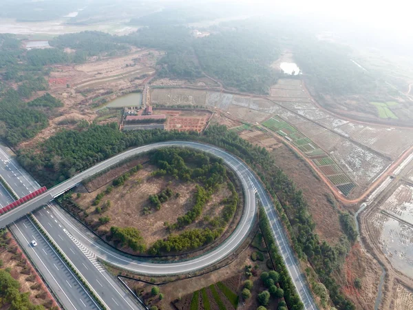 Luchtfotografie vogelperspectief van de stad — Stockfoto