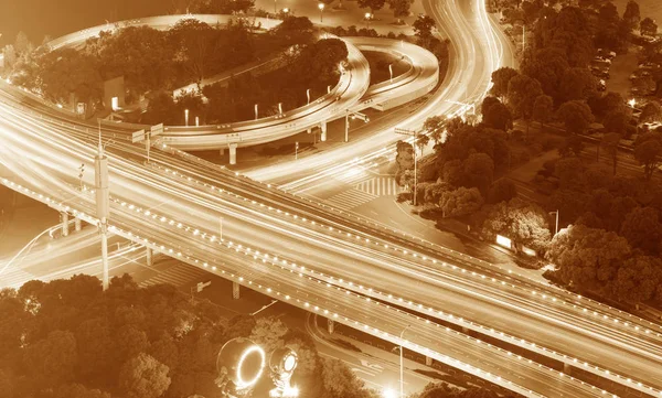 Overpass of the light trails, beautiful curves. — Stock Photo, Image