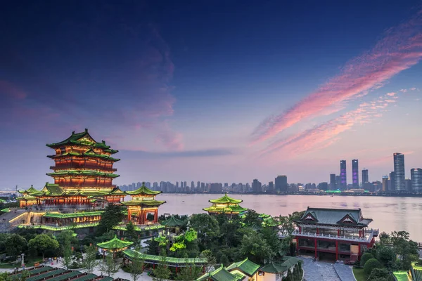 Nanchang tengwang pavilion at night ,is one of chinese famous an — ストック写真