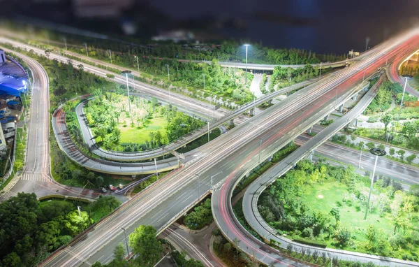 Overpass of the light trails, beautiful curves.