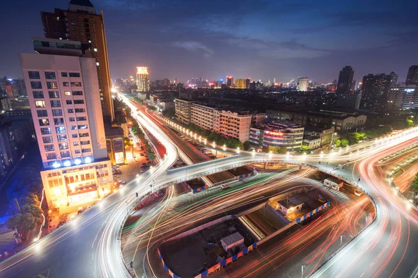 Overpass of the light trails, beautiful curves.