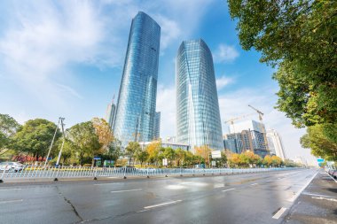 Modern cityscape ve hongkong yol