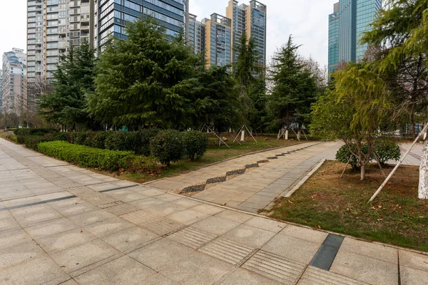 Parque Ciudad Con Fondo Del Edificio Moderno Shangai — Foto de Stock