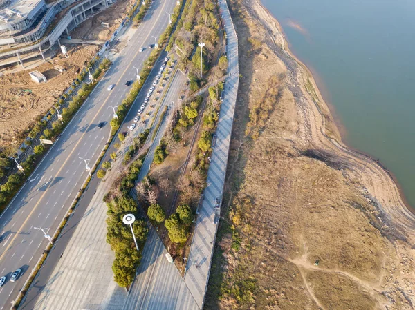 Luftaufnahme Vogelperspektive Der Stadt Viadukt Brücke Straße Straßenlandschaft — Stockfoto
