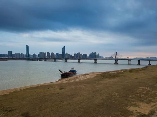 Cable Quedó Puente Atardecer — Foto de Stock