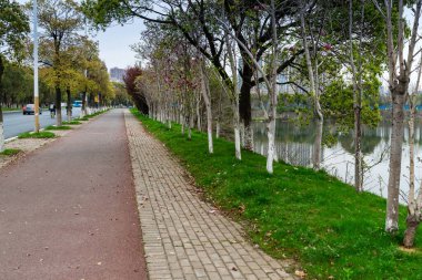 Modern şehirde yürüyüş yolu