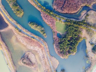 Hava manzarası, ormanlar ve göller