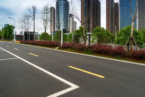 Prázdné Městské Silnice Budovy Číně — Stock fotografie