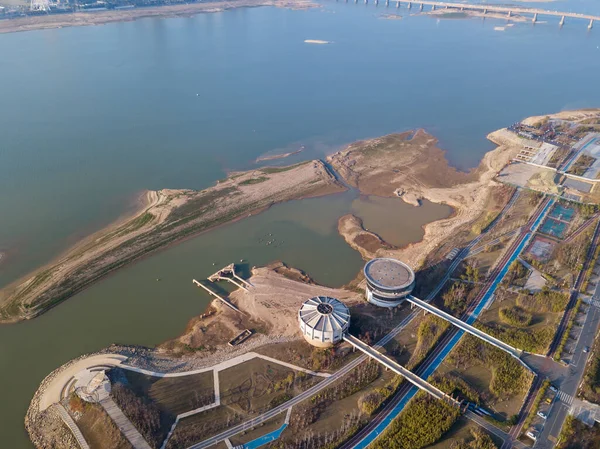 Vue Aérienne Rive Rivière Sèche — Photo