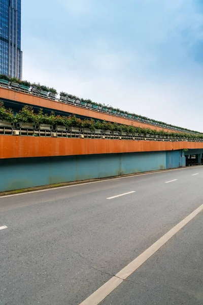 Puste Drogi Miejskie Budynki Chinach — Zdjęcie stockowe