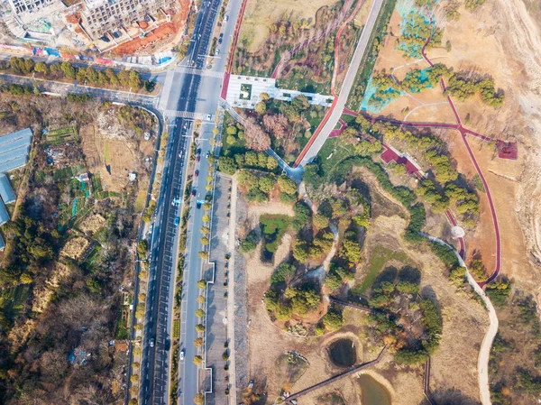 Вид Воздуха Перекресток Центре Города — стоковое фото