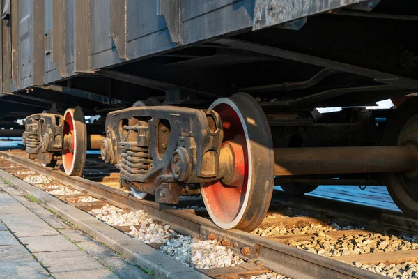 Train Car Undercarriage Trem Passageiros Trem Carga — Fotografia de Stock