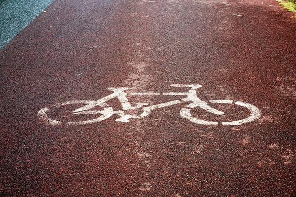 Simbolo Una Pista Ciclabile Sulla Strada — Foto Stock