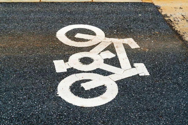 Das Symbol Eines Fahrradstreifens Auf Der Straße — Stockfoto