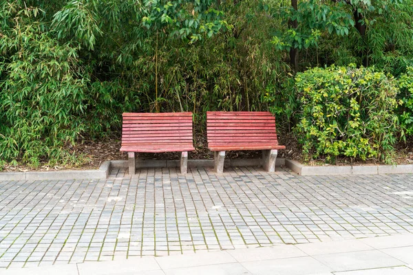 Wooden Bench City Park — Stock Photo, Image