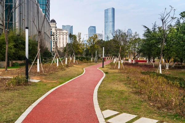 上海の近代的な建物の背景を持つ都市公園 — ストック写真