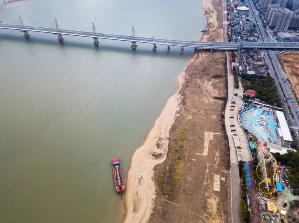 Vista Aérea Puente Sobre Río — Foto de Stock