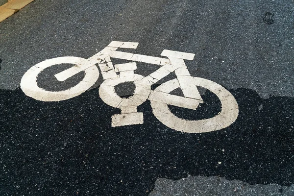 Das Symbol Eines Fahrradstreifens Auf Der Straße — Stockfoto