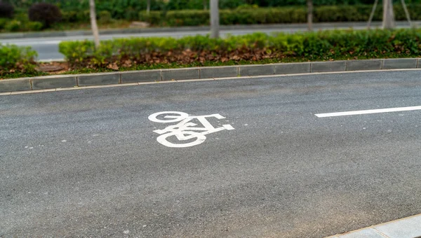 Symbol Bicycle Lane Road — Stock Photo, Image