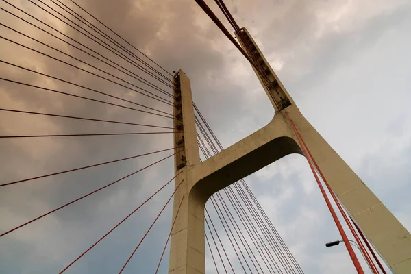 Cable Quedó Puente Atardecer —  Fotos de Stock