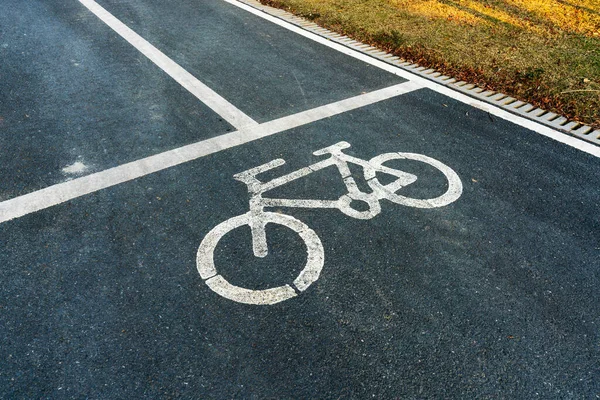 Simbolo Una Pista Ciclabile Sulla Strada — Foto Stock