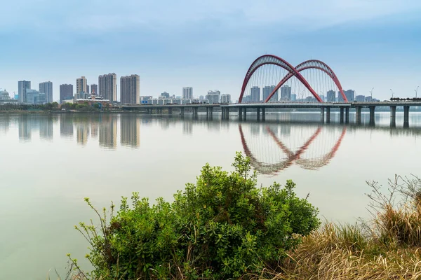 Yangtze Flod Kabel Stannade Bron — Stockfoto