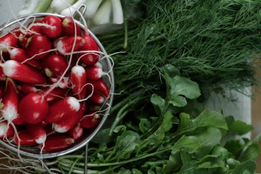 Taze turp ve yeşillik demet