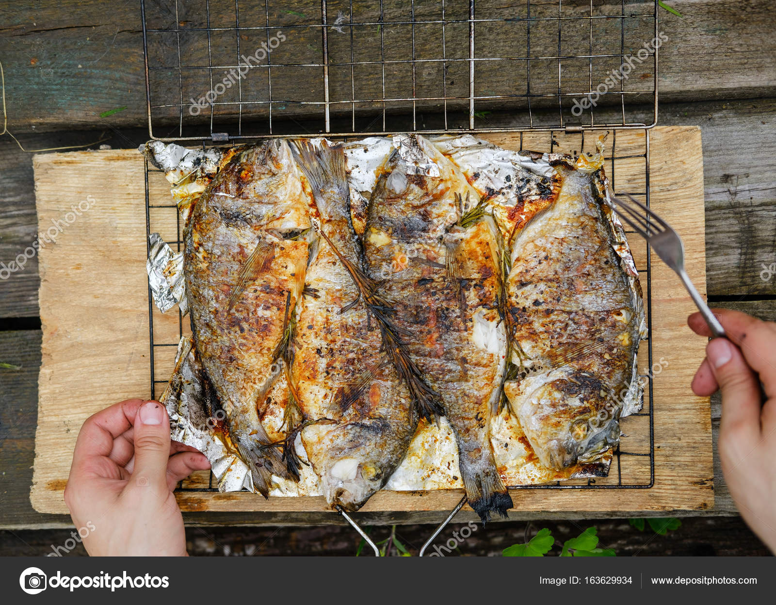 willekeurig verdrievoudigen Vegen Grilled dorado fish on a barbecue grill Stock Photo by ©olegsamoylov  163629934