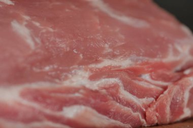 Ham ve taze domuz eti, domuz eti, bir yakın çekim
