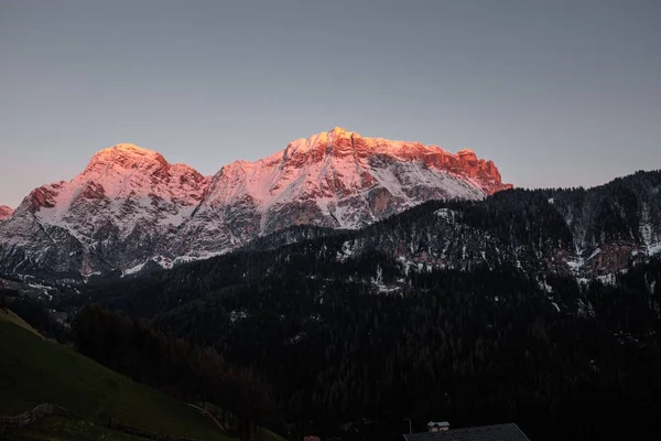 sunset in the mountains. red mountain top