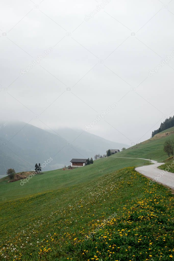 Beautiful foggy landscapes of northern Italy. Trip to Italy