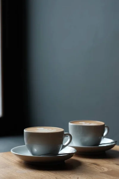 Masada Iki Fincan Kahve Romantik Arka Plan — Stok fotoğraf