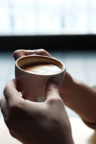 Male Hands Holding Cup Coffee — Stock Photo, Image