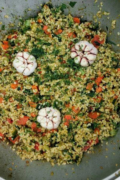 Frying Vegetables Rice Wok — Stock Photo, Image