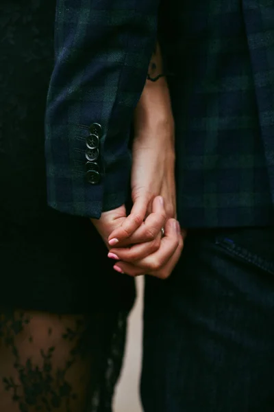 Male Hand Holding Female Hand Romantic Love Concept — Stock Photo, Image