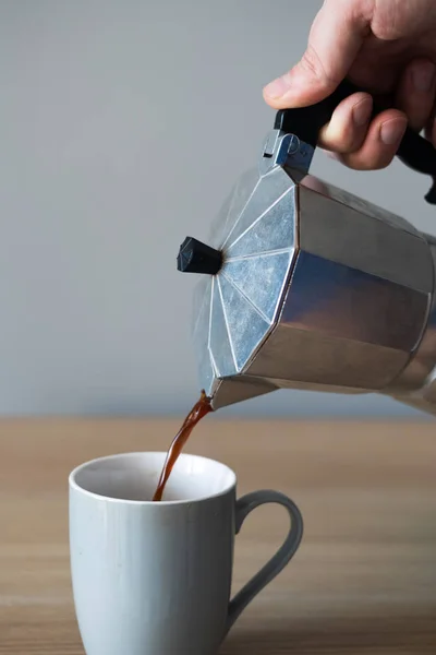 Person Pouring Coffee Cup — Stock Photo, Image